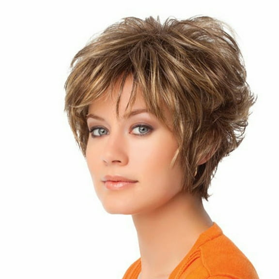 Happydeer Fashion Short Curly Brown Women Hair Wig Dyed Synthetic Lady Cosplay Hairpiece