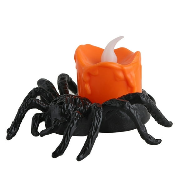 Happydeer Flameless LED Candle Lights Halloween Spider Tea Light Decoration Battery Operated 3D Electric Flickering Fake Candle for Home Decor (Type A)