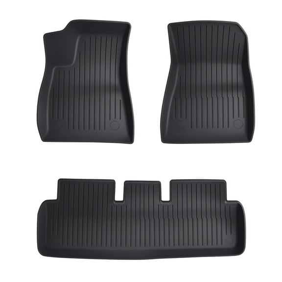 Happydeer Floor Mat Full Set for Tesla Model Y, Carpet Floor Mats 3Pcs (Driver Floor Mat Passenger Floor Mat Rear Floor Mat) All Weather Anti-Slip TPE Automotive Interior Trunk Mats
