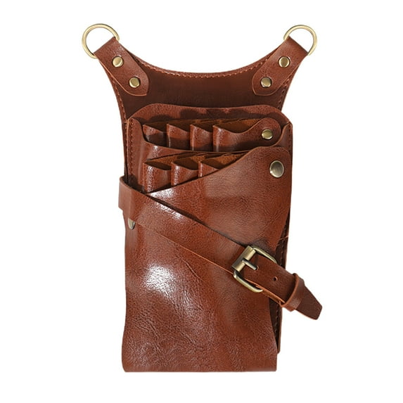 Happydeer Hair Scissor Bag 7 Slots Adjustable Strap Faux Leather Salon Barber Hairdressing Scissor Pouch Holder Hair Stylist Waist Bag Hair Salon Accessories