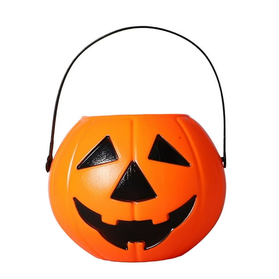 Happydeer Halloween Candy Bucket Trick or Treating Pumpkin Bucket Storage Basket Portable Halloween Candy Bowl Child Snack Holder for Party Favors (Type B)