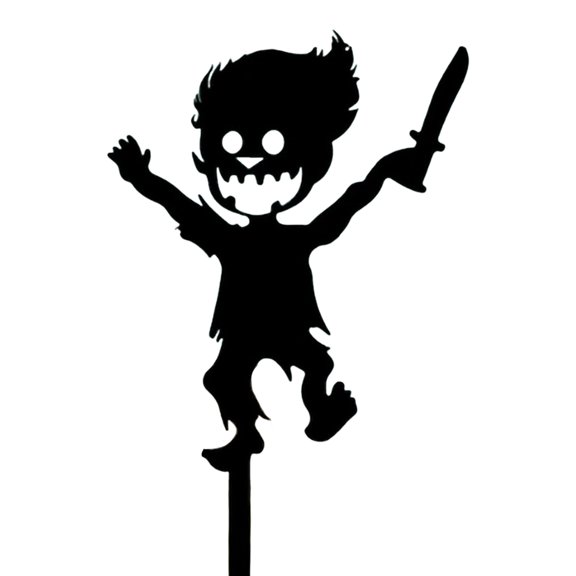 Happydeer Halloween Garden Stake Metal Art Flying Witch Sign Skeleton Zombie Children Stake for Outdoor Yard Decoration Housewarming Gift (Type D)