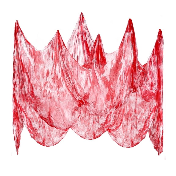 Happydeer Halloween Gauze Cloth Creepy Blood/Black/White Fabric Gauze for Haunted House Outdoor Indoor Yard Halloween Decoration (Red & White, 10M)