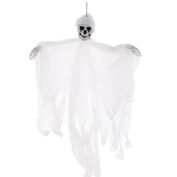 Happydeer Halloween Hanging Skull Ghost Scary Grim Reaper Skeleton Decoration for Outside Yard Porch Haunted House Party Decor (White)