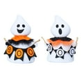 thumbnail image 1 of Happydeer Halloween Plush Ghost Figurine Cute Small Ghost Statue Handmade Ghost Doll Table Ornaments for Halloween Home Decor (, White & Orange), 1 of 12