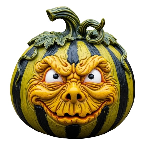 Happydeer Halloween Pumpkin Figurine Resin Pumpkin Face Sculpture Spooky Pumpkin Halloween Decor for Home Office Desktop Decoration (Type D)