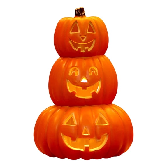 Happydeer Halloween Pumpkin Lamp Spooky Light Up Pumpkin Figurine Glowing Decorative Pumpkin with LED Light for Haunted House Halloween Home Garden Decor (Type I)