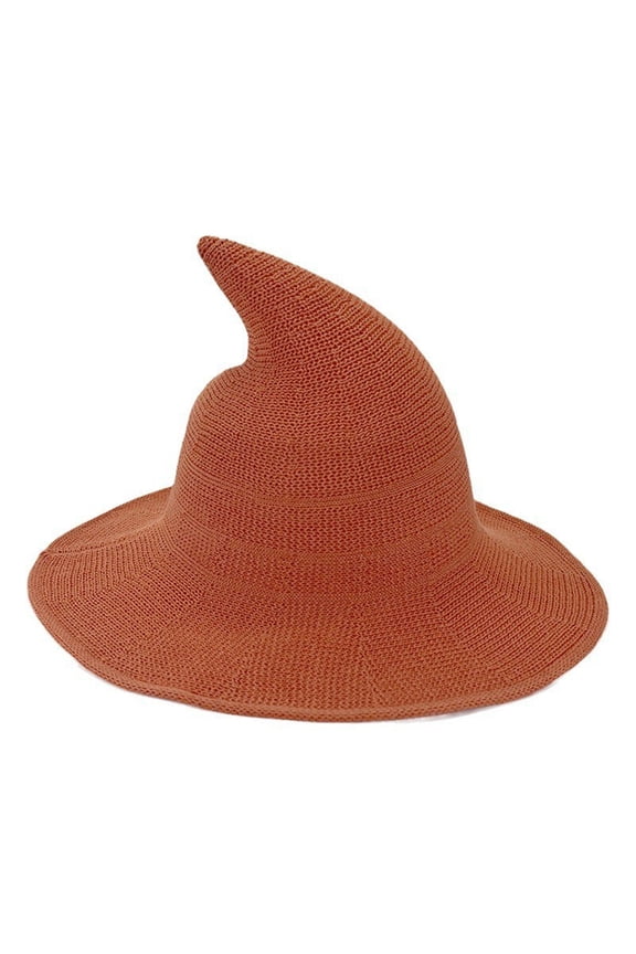 Halloween Witch Hat Elastic Material Unisex Solid Color Sun Protection Foldable Carnival Masquerade Cosplay Performance Wizard Hat (Orange)