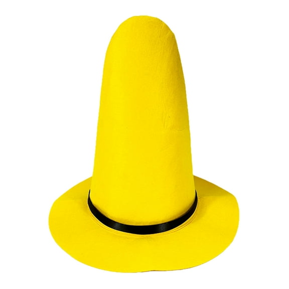 Happydeer Halloween Witch Hat Pointy Yellow Felt Wizard Top Hat Large Brim Dress-up Hat Cosplay Accessory Trick-or-Treating Party Costume (L)