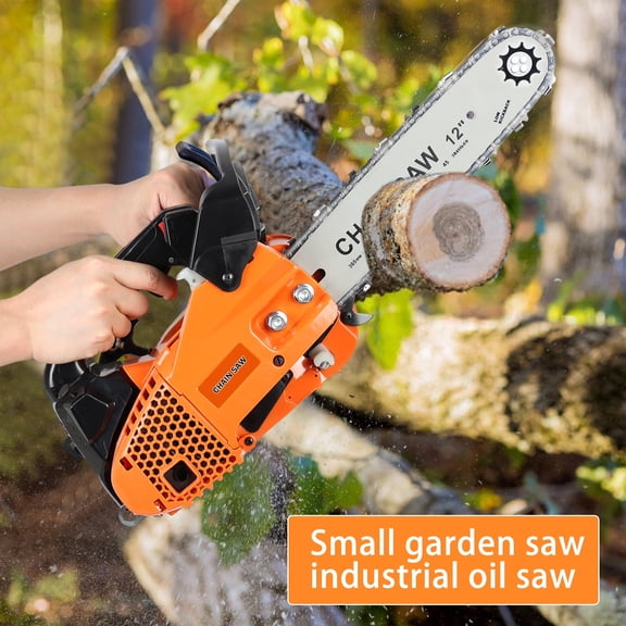 Happydeer Handheld Chainsaw, Single Cylinder Air-Cooled 2-Stroke Chain Saw, Portable 25.4cc Gas Chainsaw for forest cutting, family logging