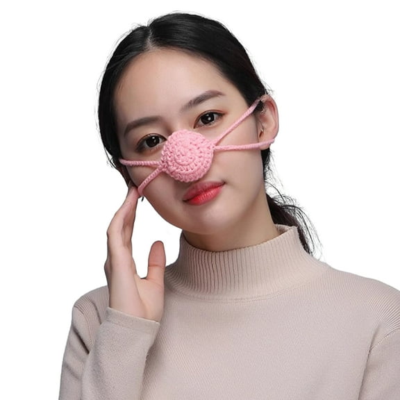 Happydeer Handmade Winter Nose Warmer Extra Soft High Elastic Adjustable Cold Resistant Wool Nose Cover Accessories (Light Pink)