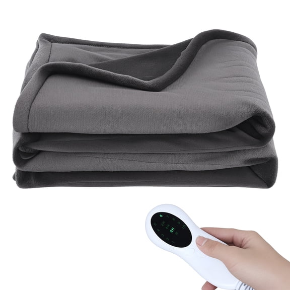 Happydeer Heated Blanket Electric Throw, 84x90 Heating Blanket with 10 Fast Heat Levels 12 Hours Time Settings Auto Off Soft Cozy Flannel Over-Heated Protection Heating Quilted Blanket