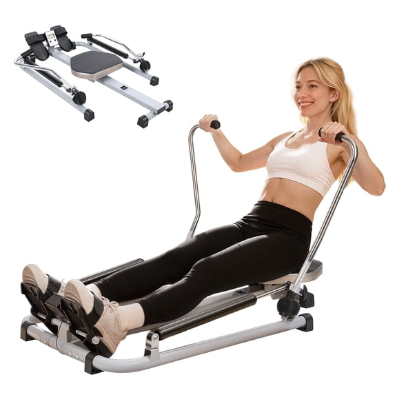 Happydeer Hydraulic Rowing Machine for Home Use, Adjustable Resistance Rower with LCD Monitor, Padded Sliding Seat, Compact Indoor Fitness Exercise Equipment, Max Load 265 LBS