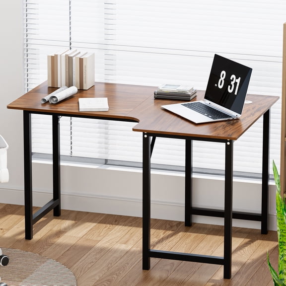 Happydeer L Shaped Gaming Desk, Computer Table with Hole, Writing Desk Home Office Side Table, L Corner Desk, PC Table Workstation Executive Desk
