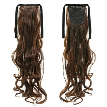 Happydeer Long Straight Curly Ponytail Hair Extension Wrap Around Ribbon Clip-in Hairpiece