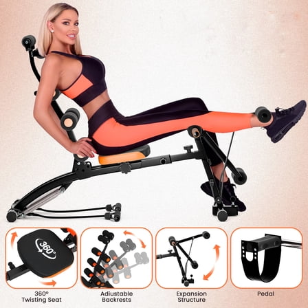 Happydeer Multifunctional Fitness Bench with Resistance Bands, Adjustable Home Workout Bench for Full Body Training