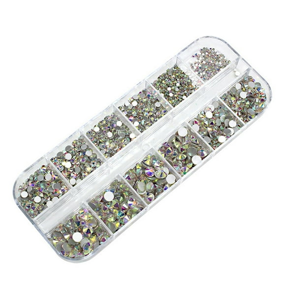 Happydeer Nail Art Rhinestone Fashionable Adhesive 12 Grid Rhinestones Nail Studs for Girl