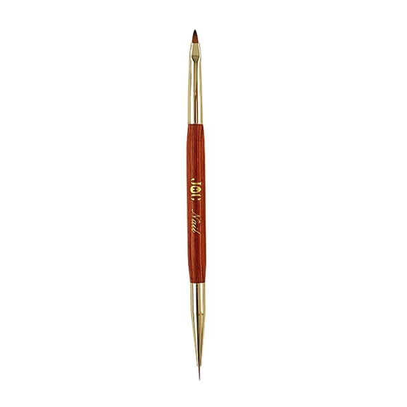 Happydeer Nail Pen Brass Pen Barrel Soft And Elastic Bristles Double Head Design Rosewood Body DIY Nail Apply Smoothly Nail Art Constructor Pen Manicure Tools