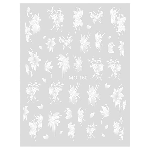 Happydeer Nail Sticker Elegant Hand-Painted Flower Butterfly Long-Lasting Ins Style Nail Art Decals Women Accessories