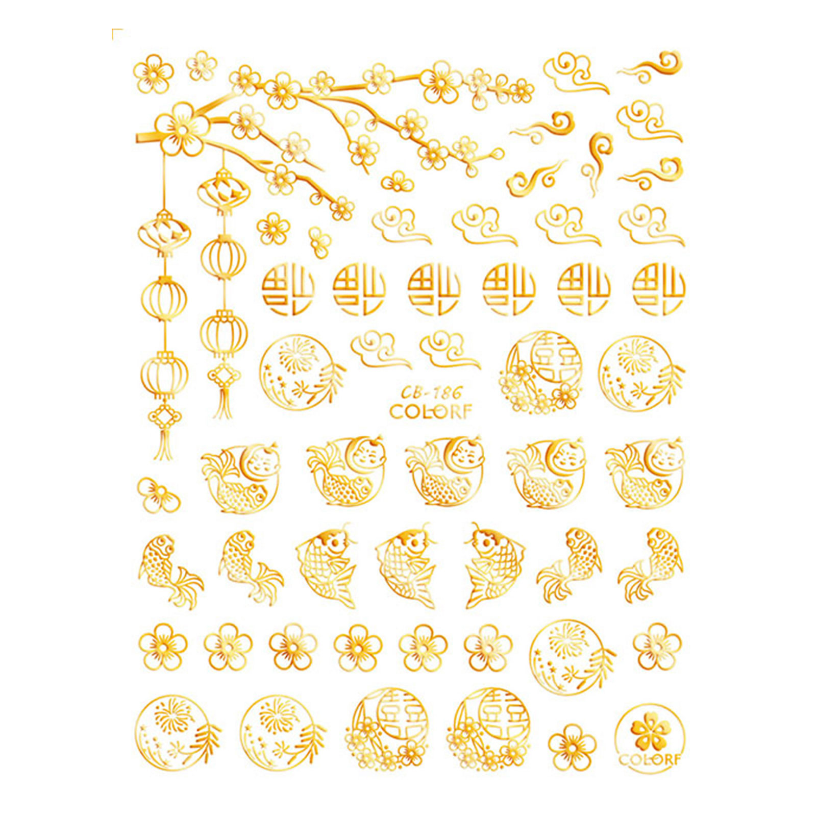 Happydeer New Year Nail Stickers Removeable DIY Paste Easily Decorative