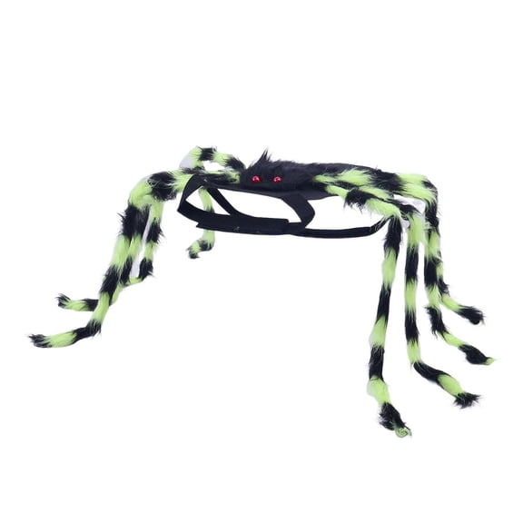 Happydeer Pet Spider Costume Halloween Furry Giant Simulation Spider Apparel for Cats Small Medium Dogs Pet Halloween Party Cosplay Dress Up Accessory (Green, Small)