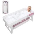 thumbnail image 1 of Happydeer Portable Bathtub 51 inch Collapsible Tub with Flip-up Handle, Foldable Bathtub, No Lid, Pink, 1 of 7