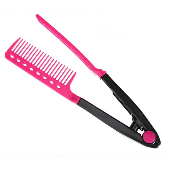 Happydeer Portable DIY Salon Flat Iron Hair Straightener V Comb Hairdressing Styling Tool