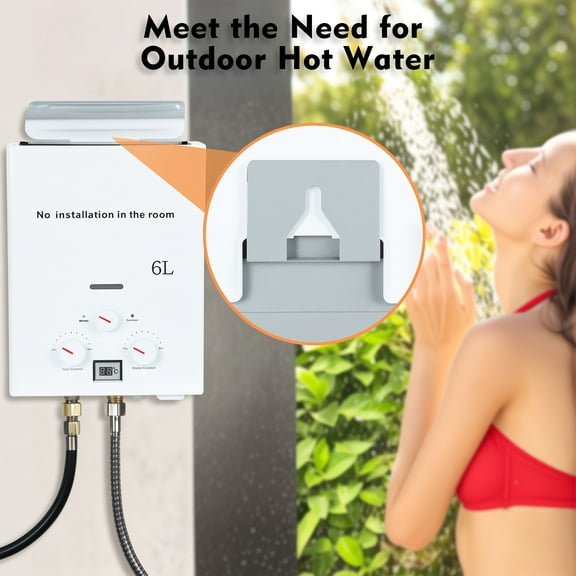 Happydeer Portable Water Heaters for Camping, RV, Boat, Cabins, Liquefying Gas Outdoor Digital Display 6L Instant Water Heaters, Tankless