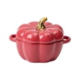 thumbnail image 1 of Happydeer Pumpkin Bowl with Double Handles Stackable Ceramic Pumpkin Soup Bowls Glossy Enamel Pumpkin Snack Container for Baking Serving Halloween Gift (Red), 1 of 13