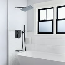 Happydeer Rain Shower System with Rough-in Valve and Trim Kit, 12 Inches Shower Head with Handheld Combo Set for Bathroom, High Pressure Rainfall Shower Faucet Set Wall Mounted