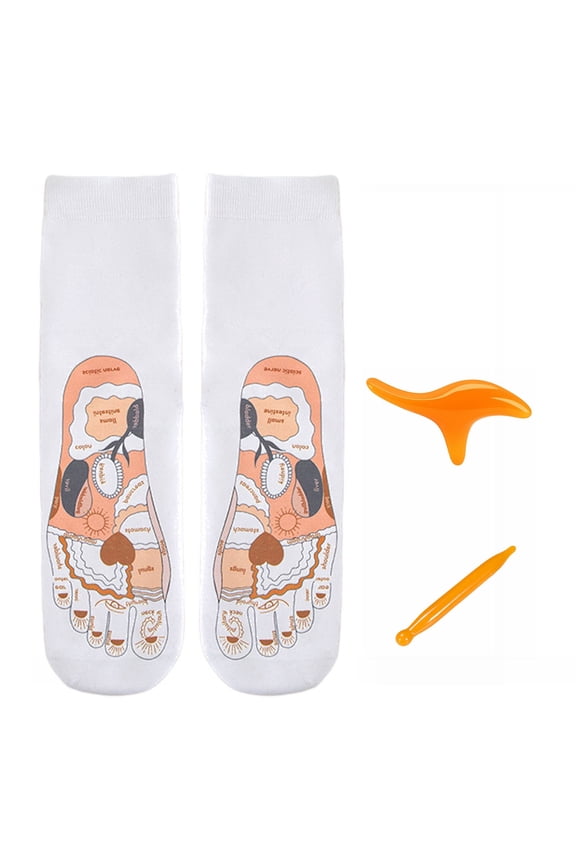 Reflexology Socks with Acupressure Pen Foot Pain Relief Reflexology Foot Chart Socks Pressure Point Massage Tool for Men Women