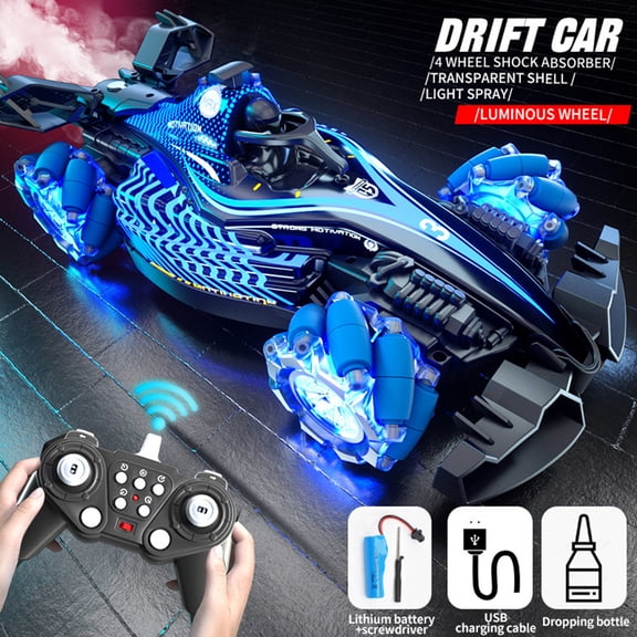 Happydeer Remote Control Auto, Electric Racing Car RC Car, 2.4GHz Remote Control Drift Car with Spray Music Light High Speed Four-Wheels Drive Remote-Controlled Toys, Blue