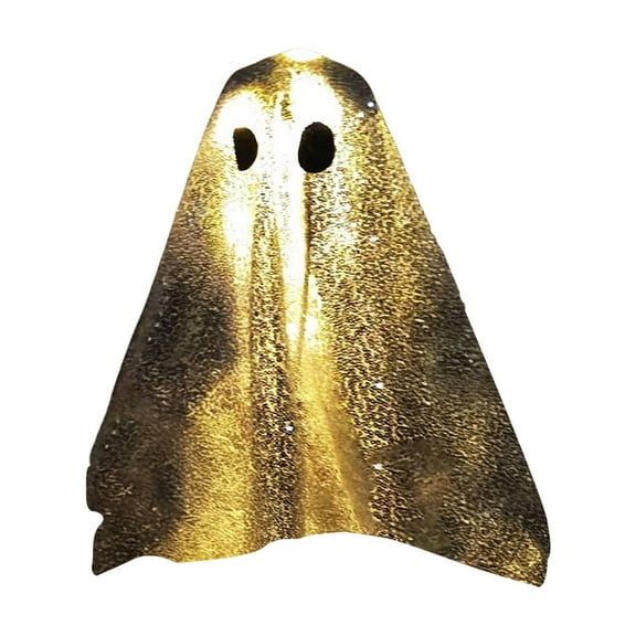 Happydeer Sequin Fabric Ghost Tabletop Decor Halloween Shiny Ghost Figurine for Halloween Bedroom Desktop Home Decor (Small, With Light)