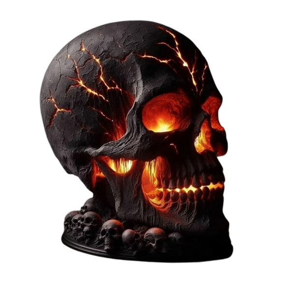 Happydeer Skull Desk Lamp Gothic Magma Skull Lamp Spooky LED Human Skull Desk Light for Halloween Party Mantel Decoration (Type A)