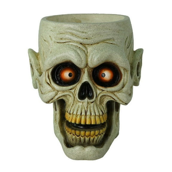 Happydeer Skull Flower Pot Resin Human Skull Planter Halloween Candy Bowl Gothic Plant Pot for Succulents Home Office Desk Decoration (Skull)