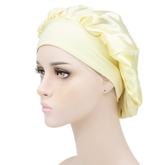 Happydeer Sleep Hat Wide Headband Elastic Satin Stretchy Hair Bonnet Hat for Woman