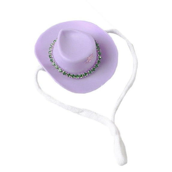 Happydeer Small Animals Hats Hamster Mini Cowboy Hat Rhinestone Star Design Tiny Pet Hat Costume Accessories for Guinea Pig Rabbit (Purple)