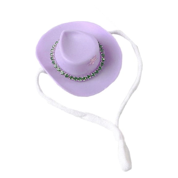 Happydeer Small Animals Hats Hamster Mini Cowboy Hat Rhinestone Star Design Tiny Pet Hat Costume Accessories for Guinea Pig Rabbit (Purple)