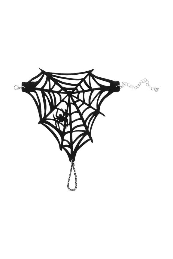 Spider Web Finger Chain Hollow Out Spider Decor Adjustable Gothic Hand Chain Halloween Party Carnival Easter Day Bracelet Ring (Black)