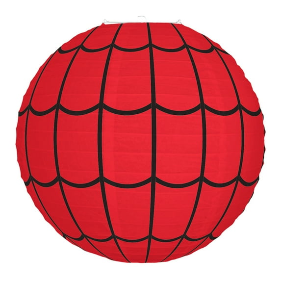 Happydeer Spider Web Paper Lantern Hanging Red Spider Web Round Lantern Decoration for Halloween Home Party Decor (L)