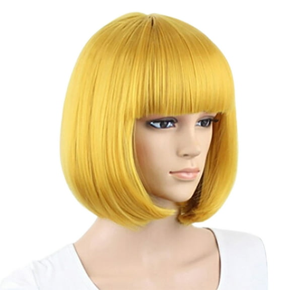 Happydeer Stylish Full Hangs Short Solid Color Faux Hair Wig for Nightclubs