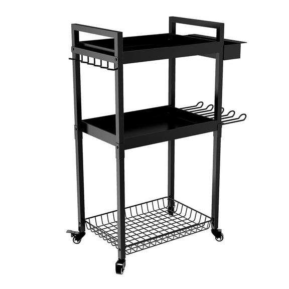 Happydeer Tool Storage Rack Cart with Wheels, Top Storage Tray, Cordless Drill Organizer, Wire Rack Organize up to 16 Drill Bits, Screwdrivers, Wrenches, Hammers, Batteries