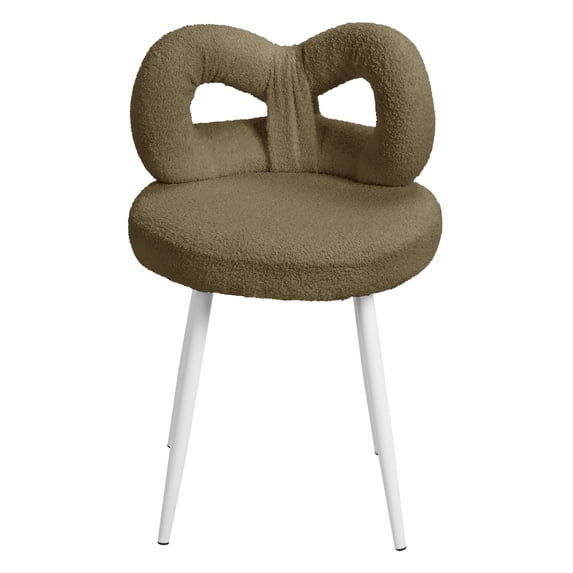 Happydeer Vanity Chair Dressing Chair, Bow-knot Backrest, Armless, No Wheels Upholstered Chair, Vanity Stool Dressing Stool Makeup Chair with non-slip Feet Pads, Olive Green