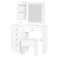 thumbnail image 1 of Happydeer Vanity Table with Stool, Dressing Table Stool Set with 6 Drawers, Slidable Mirror (3 Color Brightness Adjustment) Hidden Storage Shelves, Make up Desk with Cushioned Chair, 1 of 6