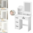 thumbnail image 1 of Happydeer Vanity Table with LED Mirror and 4 Drawers, 31.5" Heigh Makeup Desk Bedroom Dressing Table, 6 Open Storage Shelve, 1 of 8