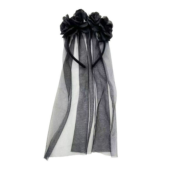 Happydeer Veil Flower Veil, Hair Hoop Handmade Mesh Headband, Black