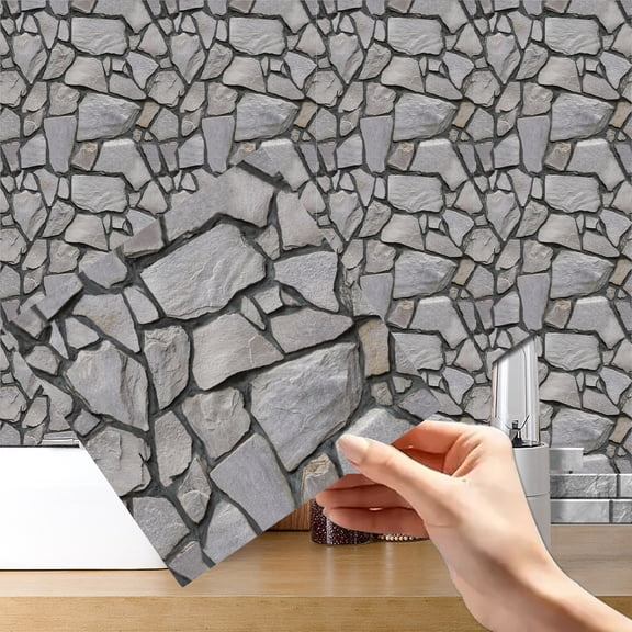 Happydeer Wall Sticker, 20Pcs 3D Brick Wall Panel Waterproof PVC Self-Adhesive Removable Living Room Bathroom Bedroom Wall Decoration Sticker, 30x30cm/11.81"x11.81"