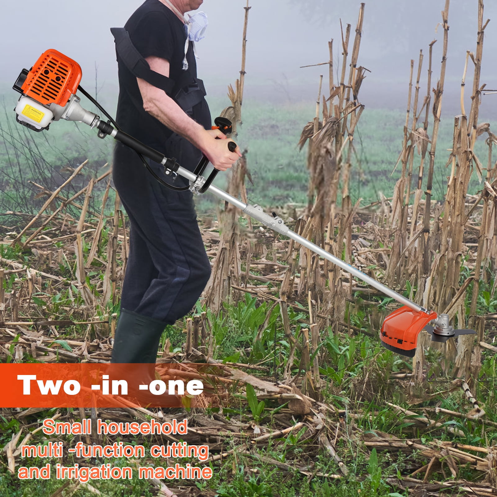 Happydeer Weed Wacker Gas Powered Weed Eater with 3 T Blade Brush Cutter 2 Stroke 52cc Handheld Cordless String Trimmer and Edger for Lawn Yard