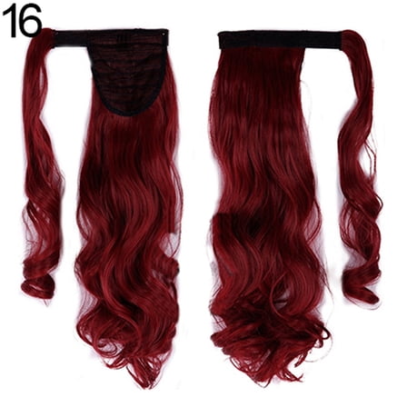Happydeer Women Girl Long Straight Wavy Ponytail Wigs Clip in Pony Tail Hair Extensions