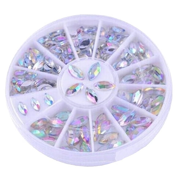 Happydeer Womens Colorful DIY Nail Art Tips Glitter Rhinestone Decoration Wheel